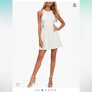 NWT Sleeveless Racerback Flared Swing A-Line Waist Hollow Out Summer Short Dress